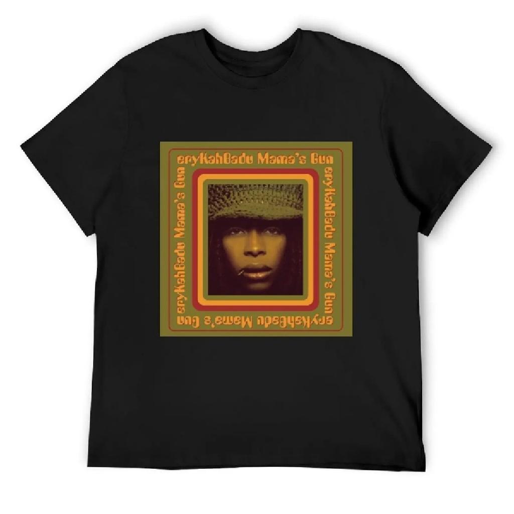 Erykah Badu Mamas Gun T-Shirt for a Boy Blacks Graphics Custom T Shirt Plain Black T Shirts Men