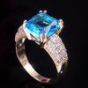 Винтажные женские кольца с кубическим цирконием для вечеринок с ослепительным небесно-голубым хрустальным камнем, подарок на годовщину для жены, кольцо вечности