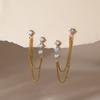 Jingqiao Stainless Steel 18K Gold Plated White Zircon Tassel Earrings Chain Classic Women
