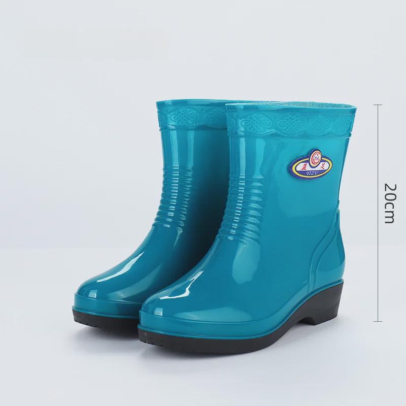 Women's Waterproof Mid-Tube Winter Rain Boots - Non-Slip, Velvet-Lined, Fashionable, Thickened for Warmth