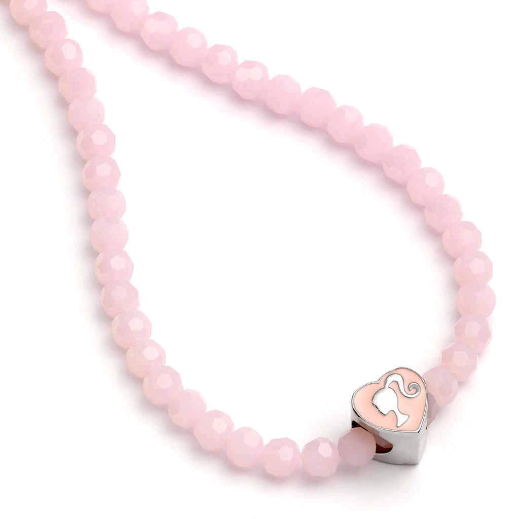 Barbie Pink Bead Necklace with Heart Shaped Bead Charm
