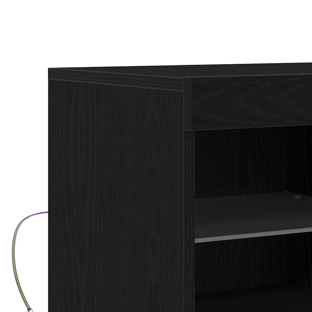 LED Sideboard in Black 81 x 37 x 66.5 cm Particleboard
