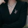 Elegant Leaves Shape Brooch Sparking Faux Crystal Rhinestone Inlaid Pin Suit Lapel Dress Badge Outfit Accessories