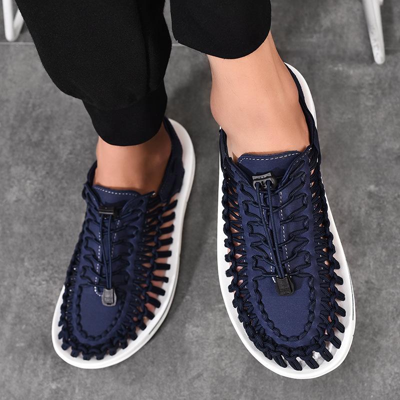 Мужские летние сандалии Пляжная обувь на мягкой подошве Мужские плетеные повседневные тапочки 39-47