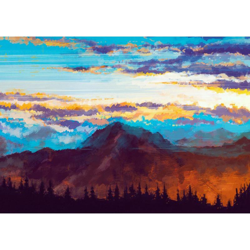 Free Shipping Sunrise Landscape Oil Painting Poster for Dorms, Cafes, Bedrooms, and Bars – Decorative Wall Art with Frame