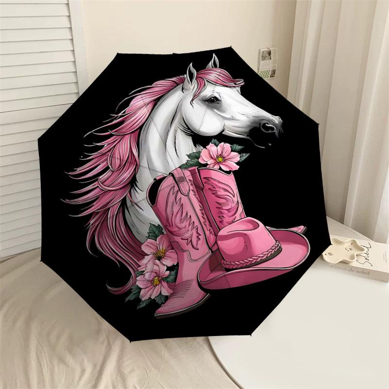 1PC cowgirl, boots Automatic Open/Close Umbrella Compact Folding Umbrella with 8-Rib Shaft lightweight esign, Fashion Lovers1240A