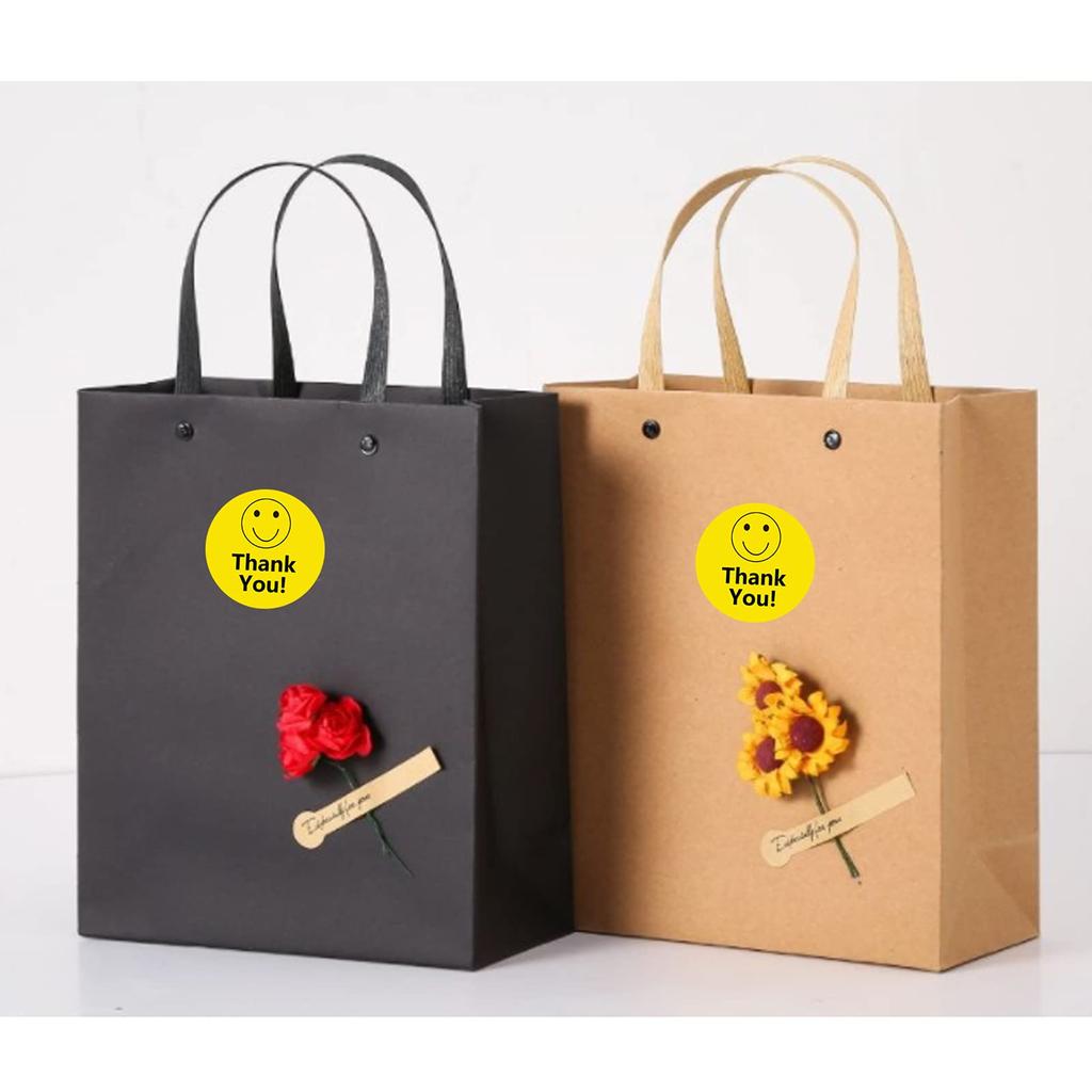 Smile Thank You Stickers,Yellow Smiley Face Thank You Stickers ,Happy Face Mailing Labels 500pcs Round Circle Adhesive Stickers