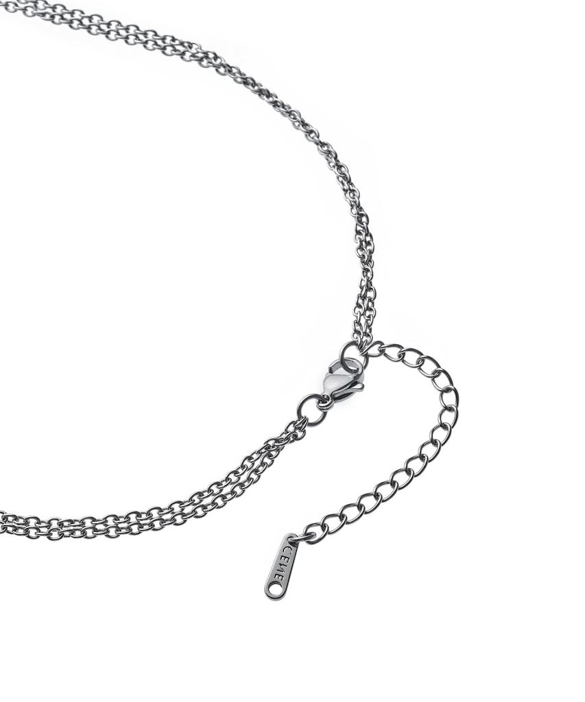 Ожерелье из хирургической нержавеющей стали с двойной цепочкой, совместимое с аллергией на металл Sene CN210021 [CENE] [серебро] для женщин