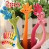 2Pcs Creative Stationery Schoolboy Cute Freedom Curvy Gesture Pen Ballpoint Pen Color Random