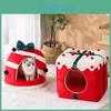 Theme Christmas Pet Cat Dog Bed Puppy Kitten Cozy Sleeping Nest Plush Cave House