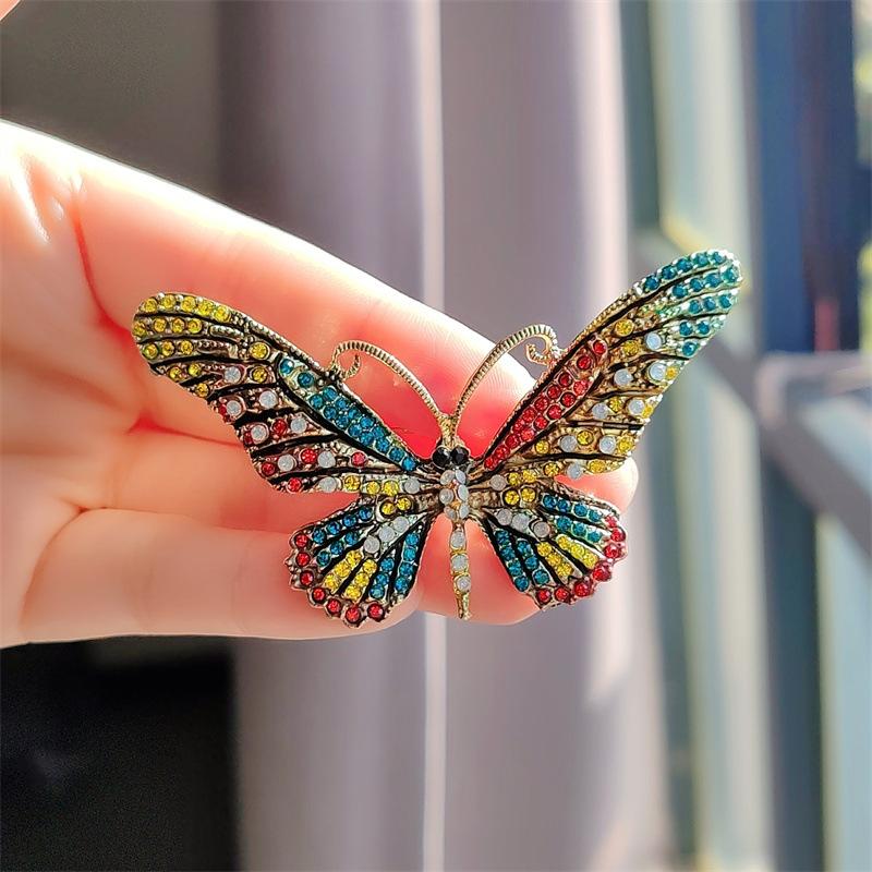 Exaggerated Clothing Alloy Diamond Rhinestone Butterfly Brooch Girl Cute Pin Fashion Popular Brooch Accessories