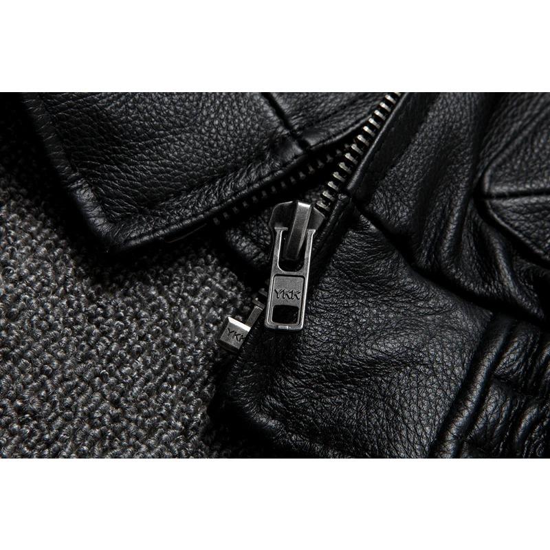 Chinese Size Men Leather Jacket Genuine Cow Leather Natural Fur Collar Flight Jackets Mens Cowhide Coats Winter Air Force Clothes