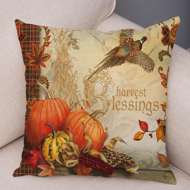 Color Watercolor Pumpkin Pillowcase Super Soft Polyester Decorative Plant Cactus Cushion Cover Suitable for Car Sofa Pillowcase