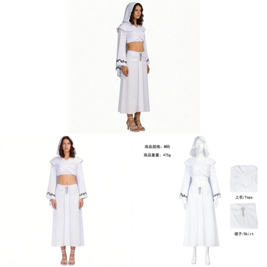 Padme Amidala Cosplay Costume With Polyester Fabric For Halloween And Drama Performances