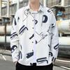 Spring and Autumn Unisex Style Graffiti Long-Sleeved Shirt Casual Shirt Loose Top Men's Fashion Shirt