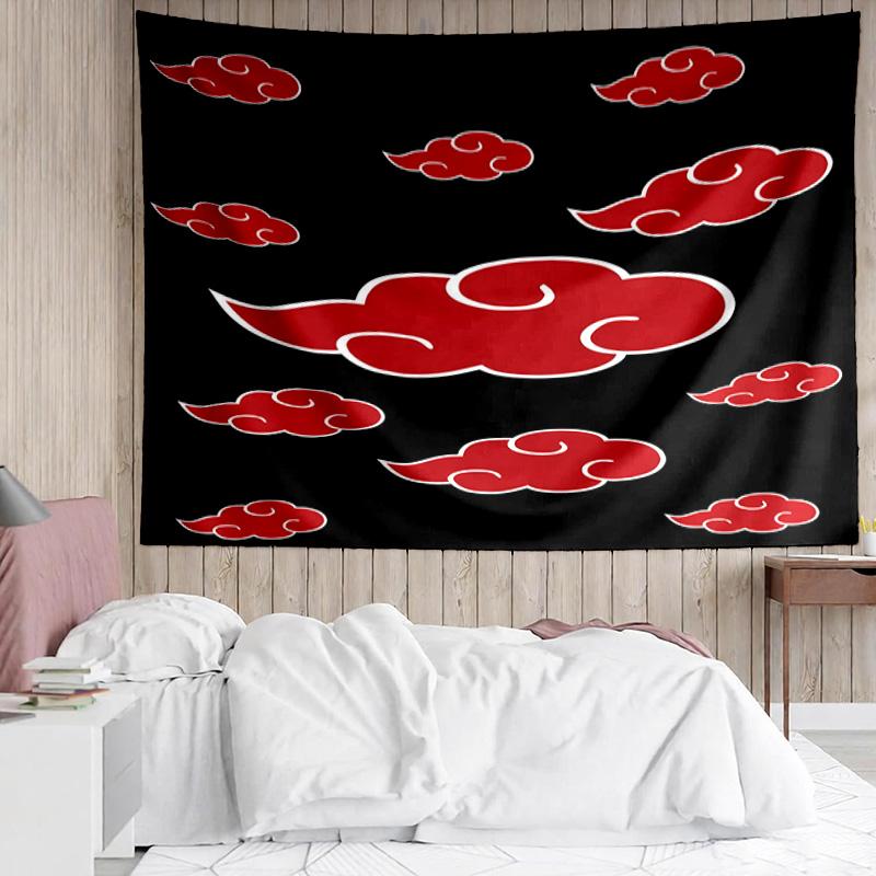 1PC Anime Red Clouds On Black Background K-pop music group Tapestry Accessories for Bedroom,Livingroom, dormitory Room Wall Decor Fan Birthday Gifts