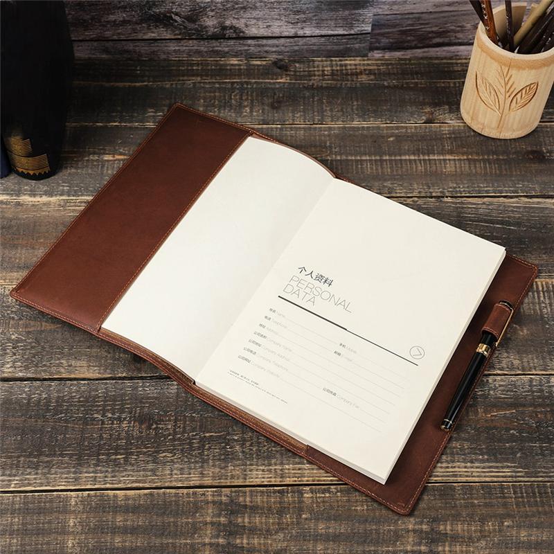 Retro Leather Book Cover Sleeve Protector With Pen Holder Business Notepad Notebook Book Case Office School Supplies