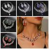 2Pcs/set Crystal Bridal Necklaces Earrings Shining Necklace Earrings Set Banquet