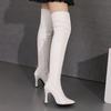 Сапоги женские, мягкие, эластичные, тонкие, выше колена, черные, белые, на высоком каблуке, туфли для вечеринок, женские, большой размер 50