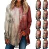 Women's Casual  Plus Size Long Sleeved Round  Printed T-shirt Top Pullover