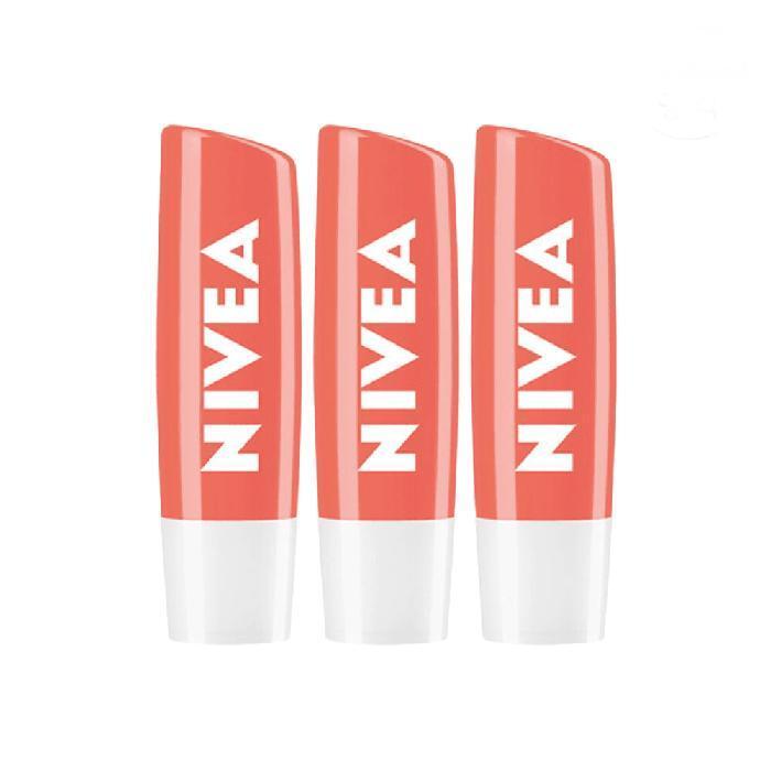 NIVEA Lip Balm Lip Care Fruity Shine Peach 4.8g X 3 Lip Balms (30322856)