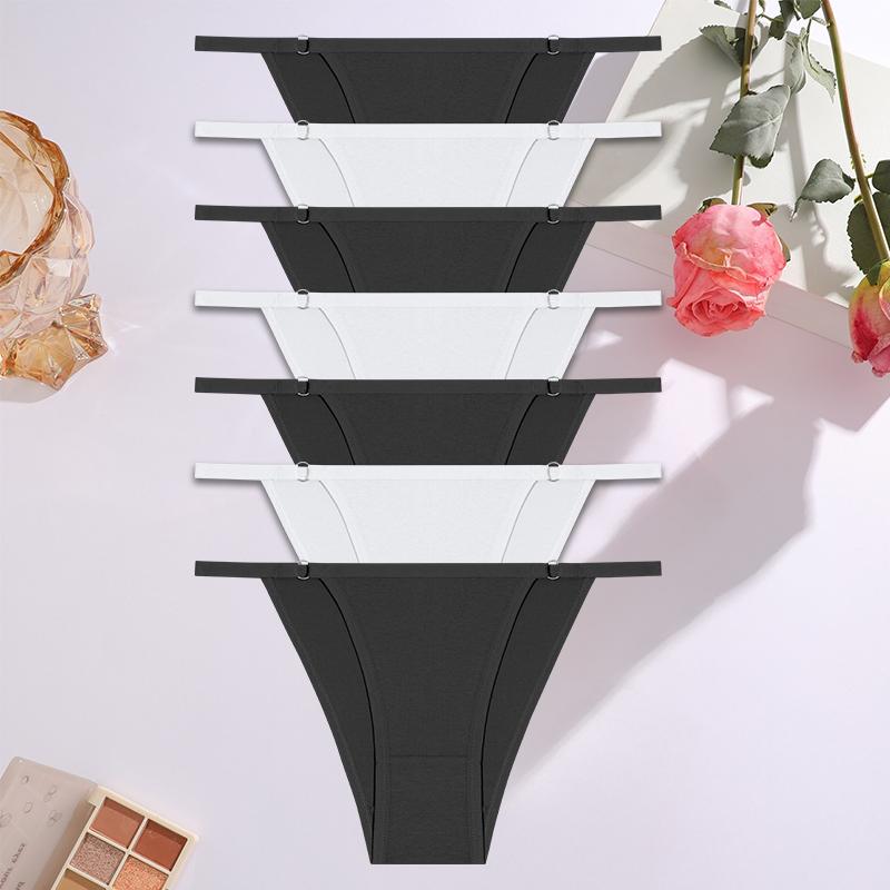 7Pcs/Set Women's Cotton Panties Underwear Metal Buckle Briefs M-2XL Female Underpant Low Waist Woman Sexy Panty Lingerie