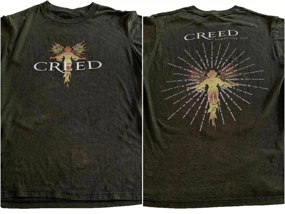 Creed 1999 Human Clay Tour 2 Дополнительные концерты Города Тур Черная Футболка Мужская Женская Футболки Топ Перепечатка
