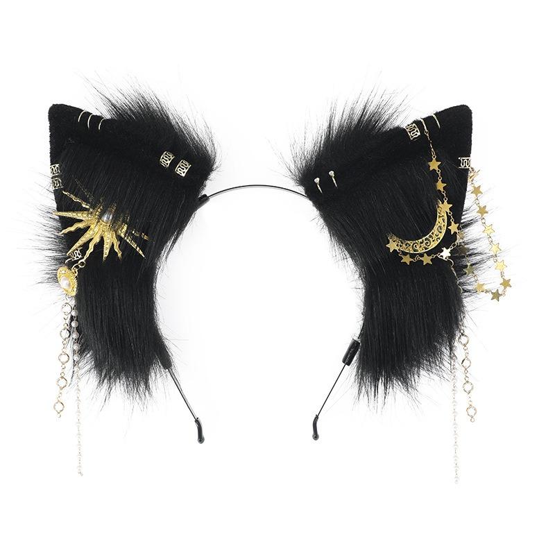 Имитация ушей животных, повязка на голову, ручная работа, комиксы, реквизит для косплея, головной убор, милый плюшевый, для вечеринки, аксессуары для волос, повязка на голову с волчьими ушами