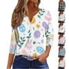 Women's T Shirt Tee Print Button 3/4 Sleeve Daily Weekend Fashion Basic V Neck Regular Top