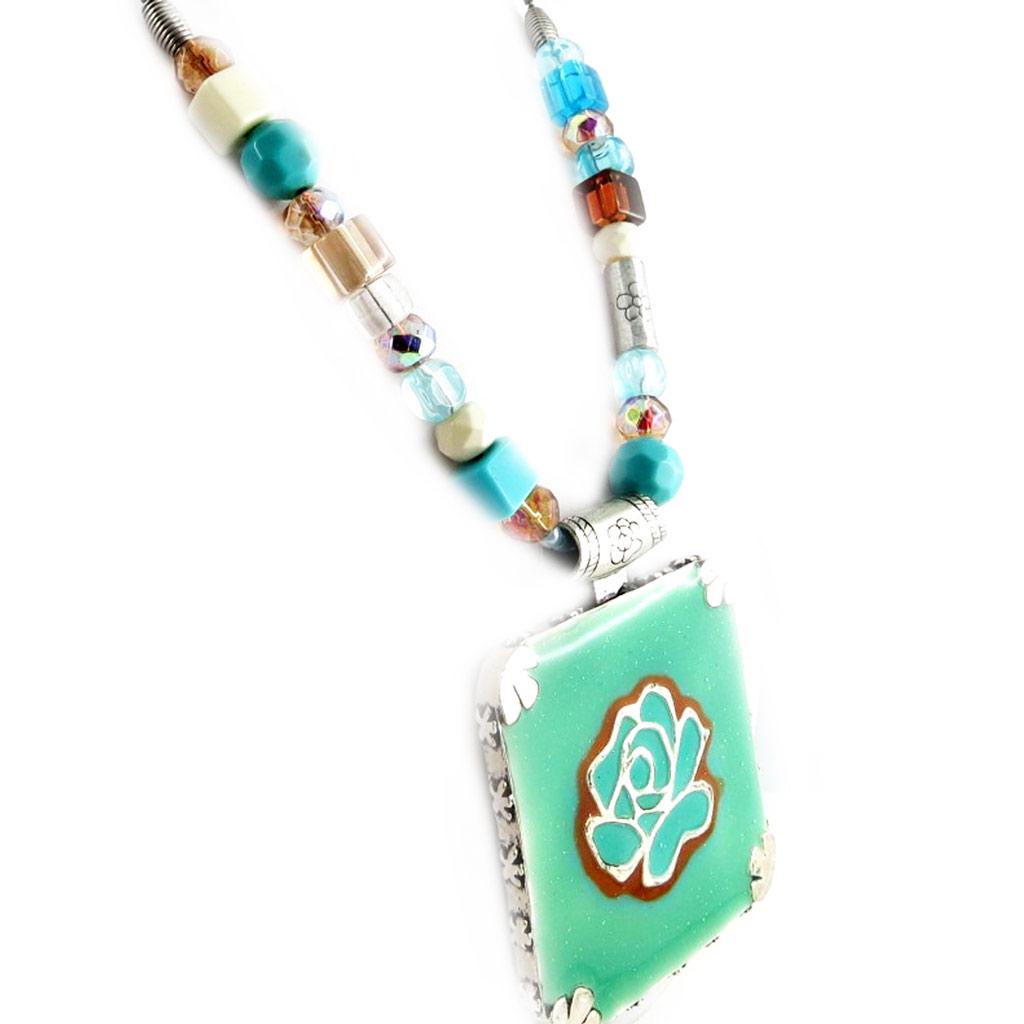 Les Trésors De Lily [E0633] - Дизайнерское колье «Гейша» сине-зеленый