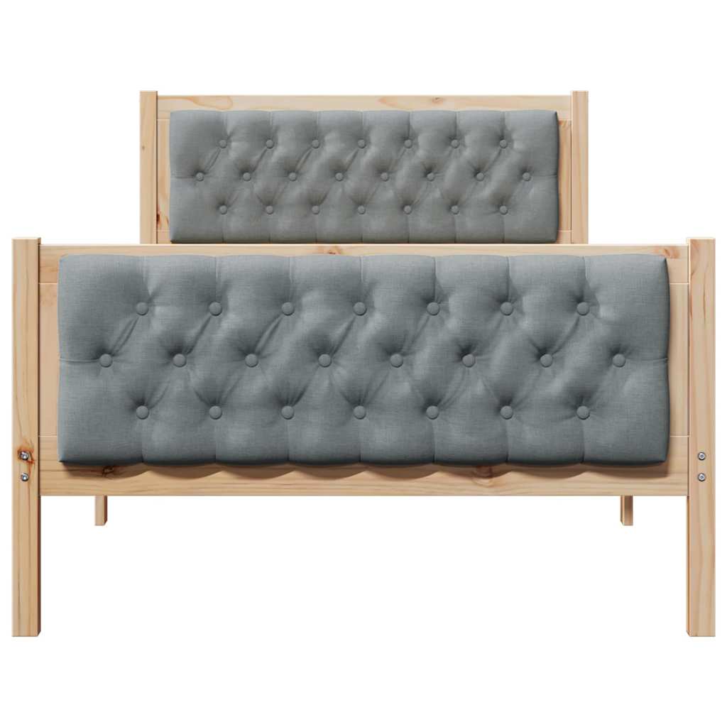 Bed Frame Light Grey 100 x 200 cm Solid Pine Wood
