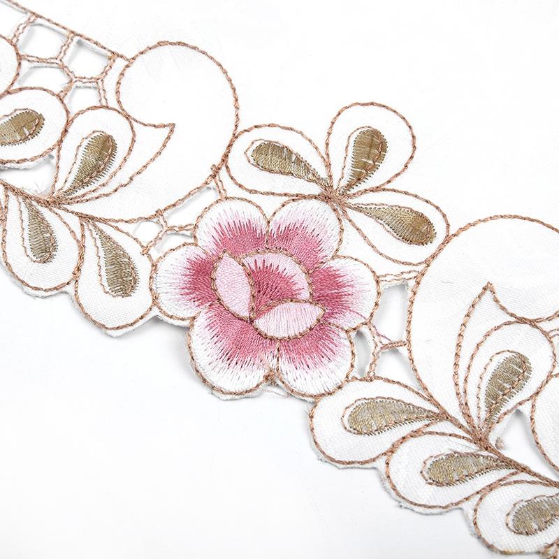 Скатерть-дорожка для стола с вышитым цветочным кружевом, прозрачная марлевая ткань