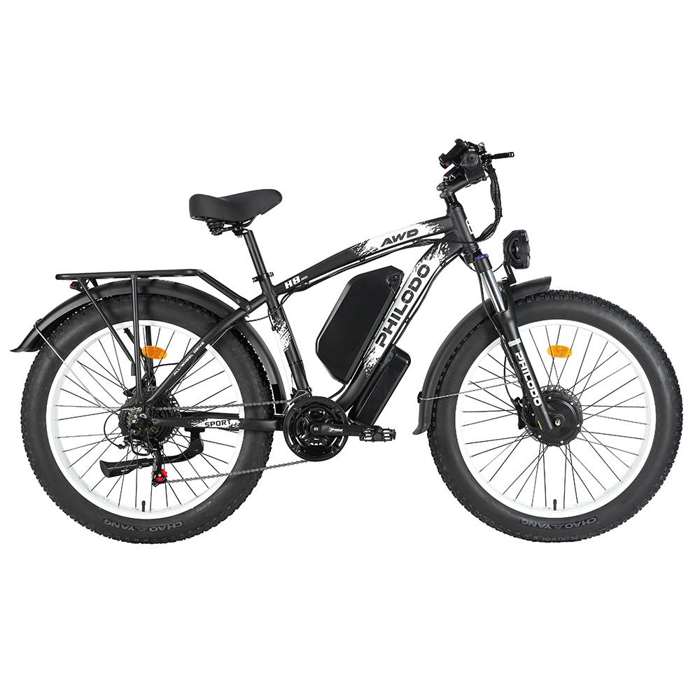 Электровелосипед Philodo H8 26" 3000W Мотор Внедорожный Электровелосипед 48V 26AH 21 скорость Толстые шины Взрослый Электровелосипед Максимальная нагрузка 150 кг Белый