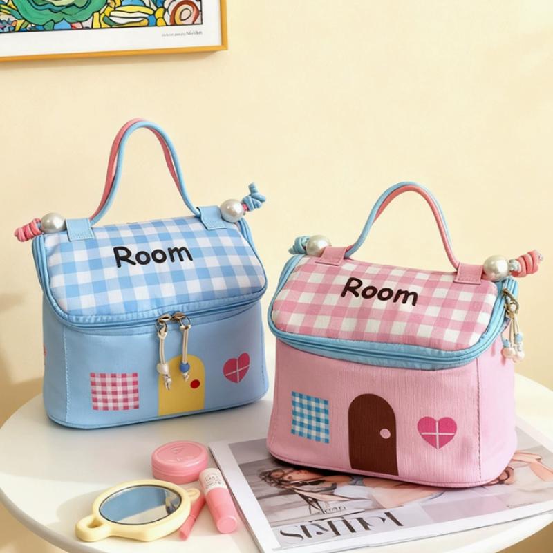 Waterproof Cosmetic Bag High Capacity House Shape for Travel Storage