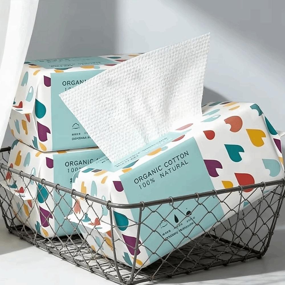 60 Cards Skin-friendly Soft Touch Disposable Cotton Face Towel  Travel Outdoor Use