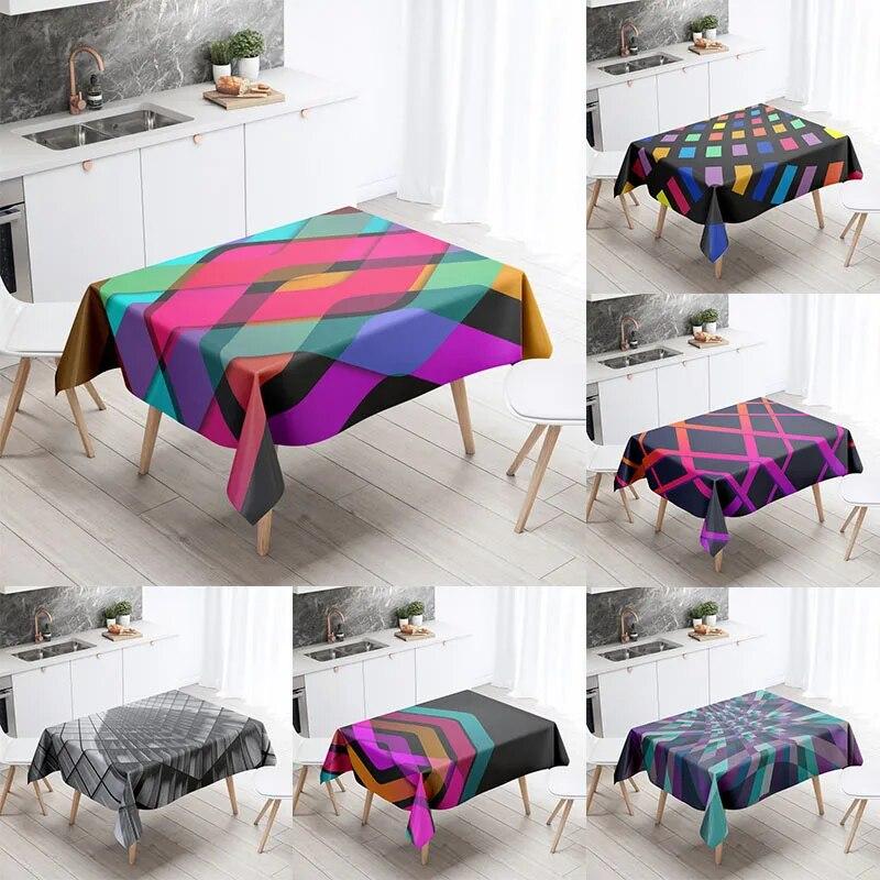 Геометрическая скатерть для домашнего декора, устойчивая к пятнам водонепроницаемая скатерть для украшения стола, прямоугольные кухонные столешницы для камина