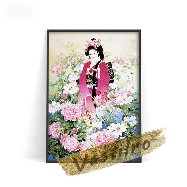 Морита Харухико, постер японского традиционного костюма и дизайн кимоно, любительская коллекция, стена красоты Укиеэ