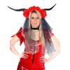 Повязка на голову с цветком и рогом дьявола, с вуалью, для косплея, костюмная повязка из серии Dark Series, повязка на голову «День смерти» для женщин.