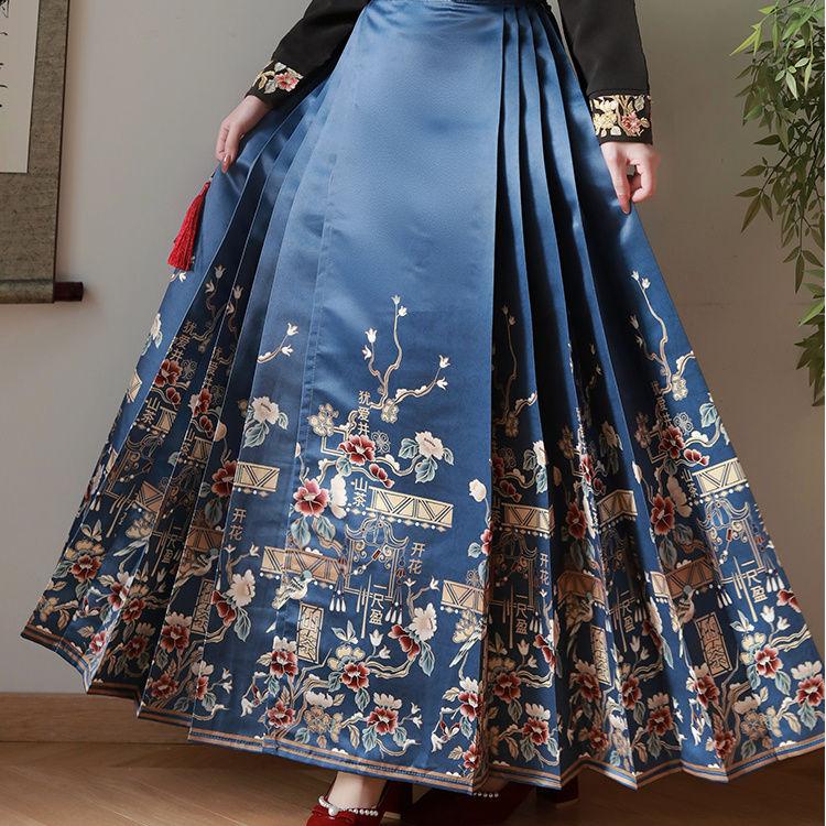 Китайский стиль династии Мин Ханьфу для женщин, универсальная юбка с рукавами-самолетами и лошадиной мордой