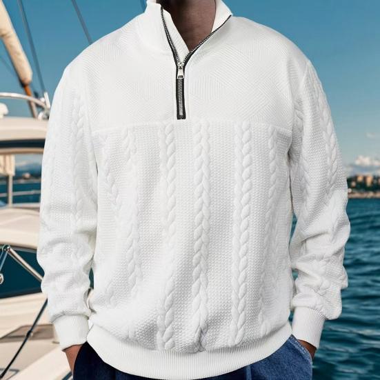 Мужской свитер весна-зима однотонный с длинными рукавами трикотажный толстый эластичный тонкий