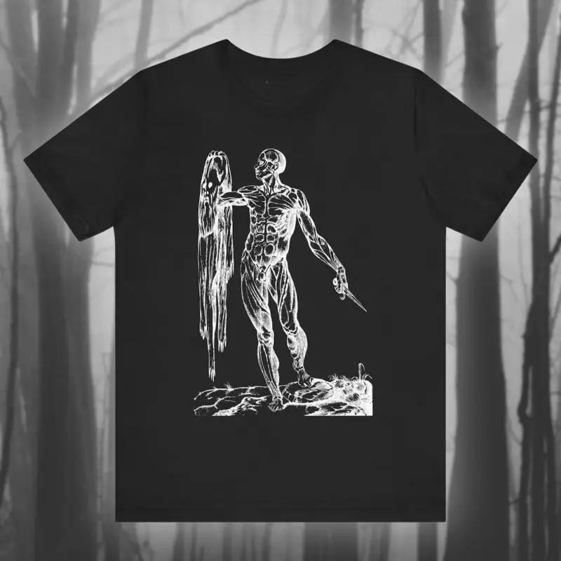 The Skinless Man Andreas Vesalius Art Vintage Creepy T shirt tee