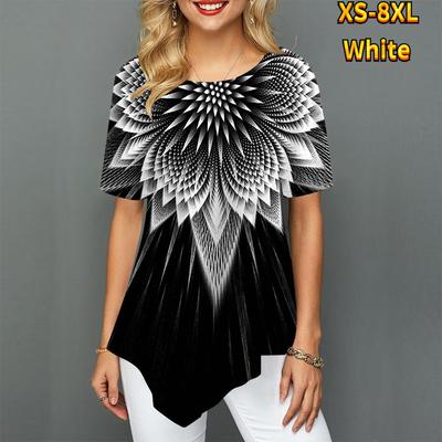 Женские футболки больших размеров с принтом подсолнечника, свободные повседневные топы, женская нерегулярная летняя одежда