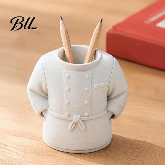 Modern Classroom Desk Supplies Chef Uniform Pen Holder, 3D Printed Novelty Stationery Organizer, Personalized Gifts for Chefs Large Capacity