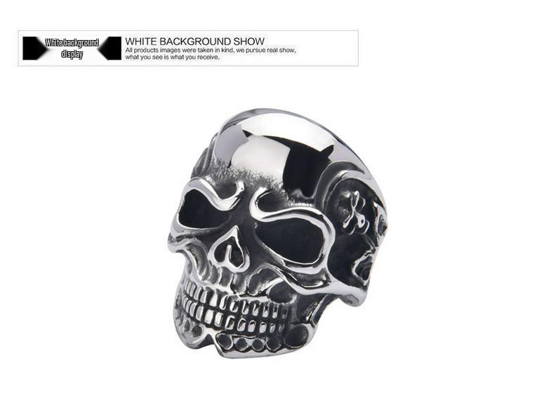 Stainless Steel Skull Men's Punk Ring - European & American Hand-Polished Jewelry