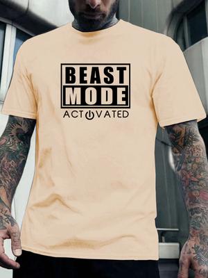 Удобные мужские футболки с коротким рукавом и принтом BEAST MODE — дышащие повседневные топы для фитнес-тренировок, пробежек