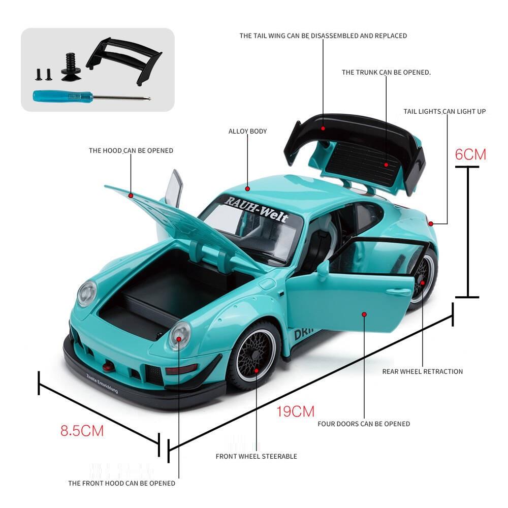 2026 Porsche 911 993 Модифицированный Суперкар Звуки Свет Оттянуть Назад Машина Симуляция Литье под Давлением Игрушечный Транспорт Средство Сплав Коллекционная Модель Суперкар Игрушка