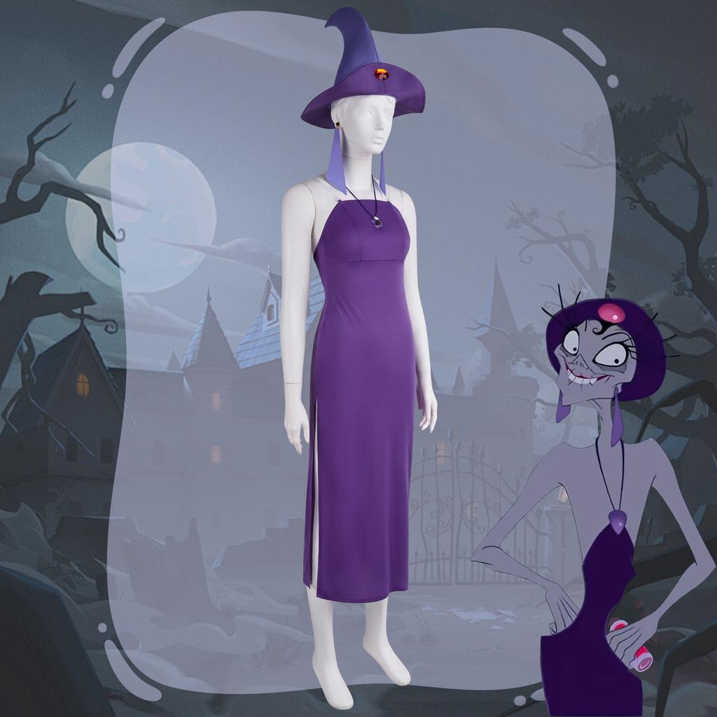 The Emperor's New Groove Evil Yzma Cosplay Costume, Halloween Retro Adult Stage Outfit