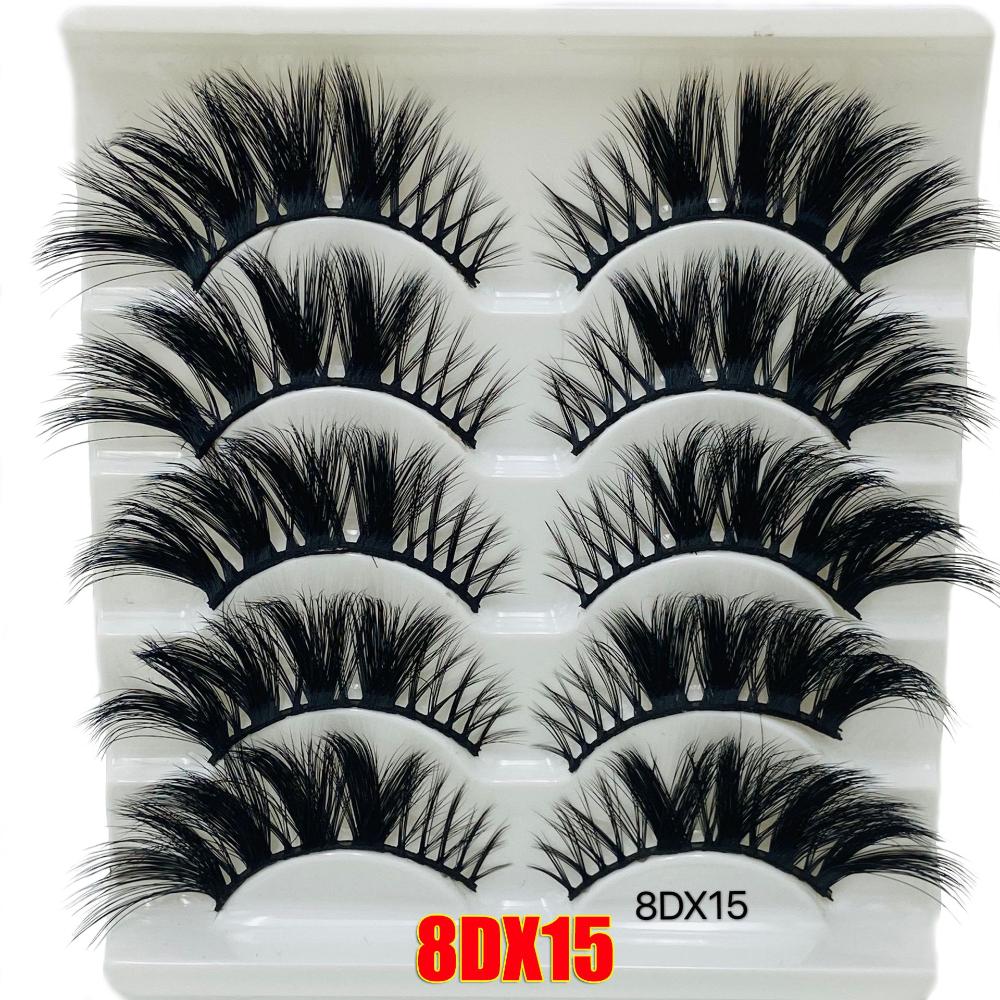 Beauty Eye Makeup Tools Criss-cross Thick Long False Eyelashes Wispies Fluffies 8D Mink Hair