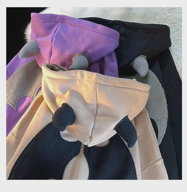 Men's Thick Winter Hooded Sweatshirt - Little Devil Style Heavy Zip-Up Cardigan