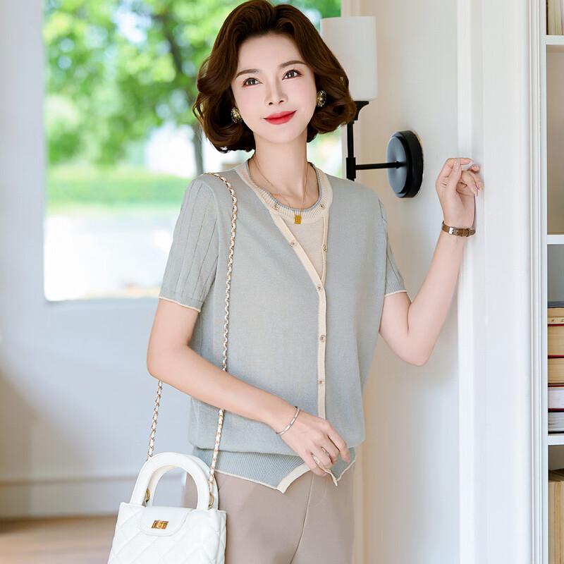 Элегантная женская летняя трикотажная футболка из ледяного шелка